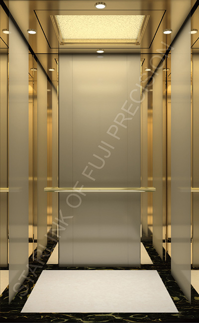 Gold beautiful cabin gearless elevator