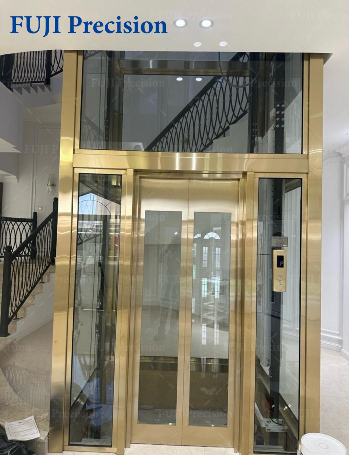 FUJI Precision Elevator Titanium Frame Glass Full Sightseeing Elevator